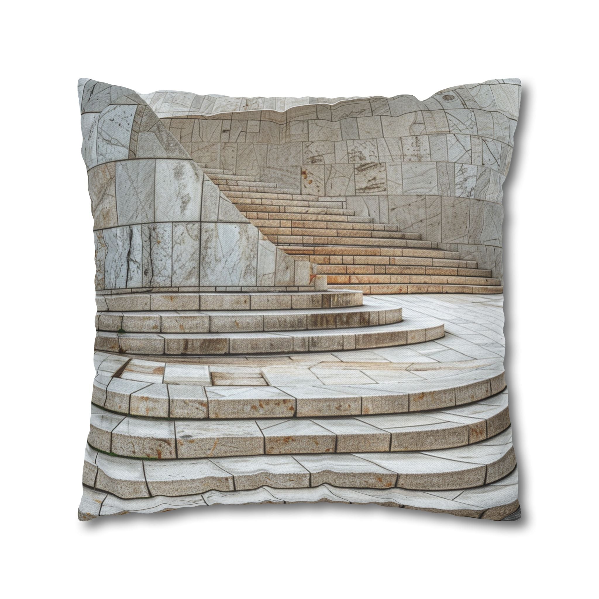 Marble Staircase Decorative Pillowcase — Architectural Photo Throw Pillow Cover