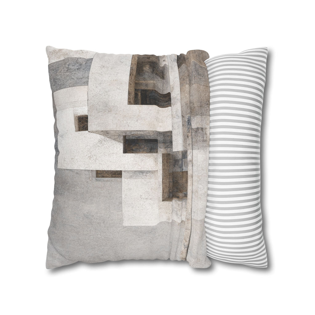 Abstract Modern Architecture Pillowcase — Neutral Geometric Square Throw Pillow Cover