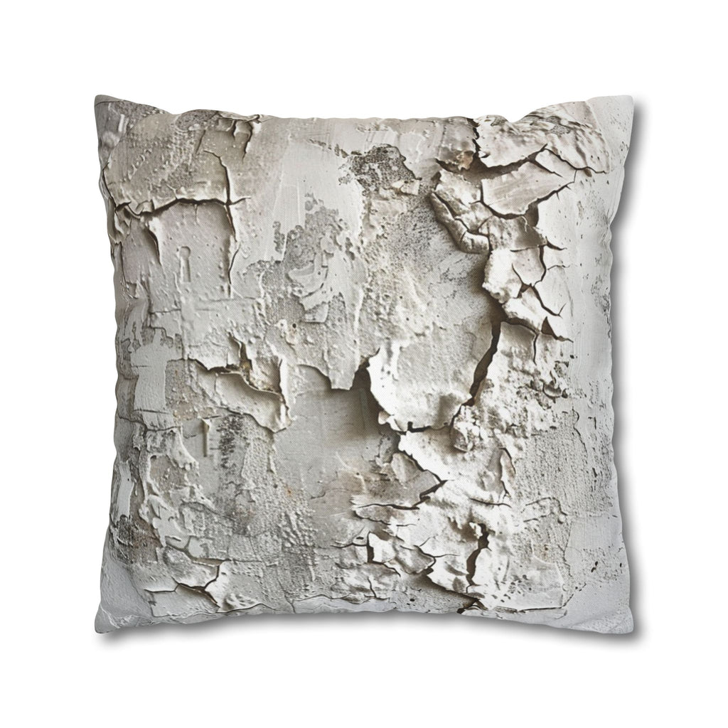 Cracked Plaster Decorative Pillowcase — Rustic Textured Square Cushion Cover