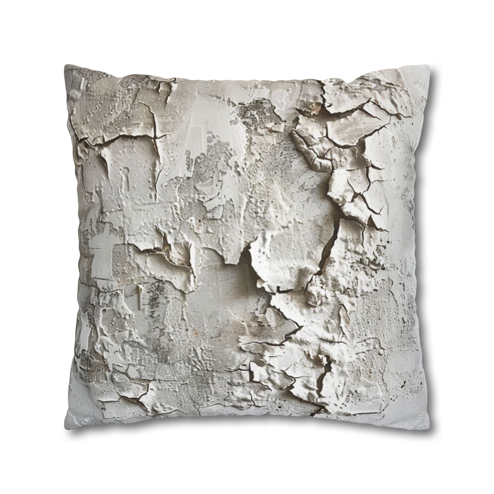 Cracked Plaster Decorative Pillowcase — Rustic Textured Square Cushion Cover