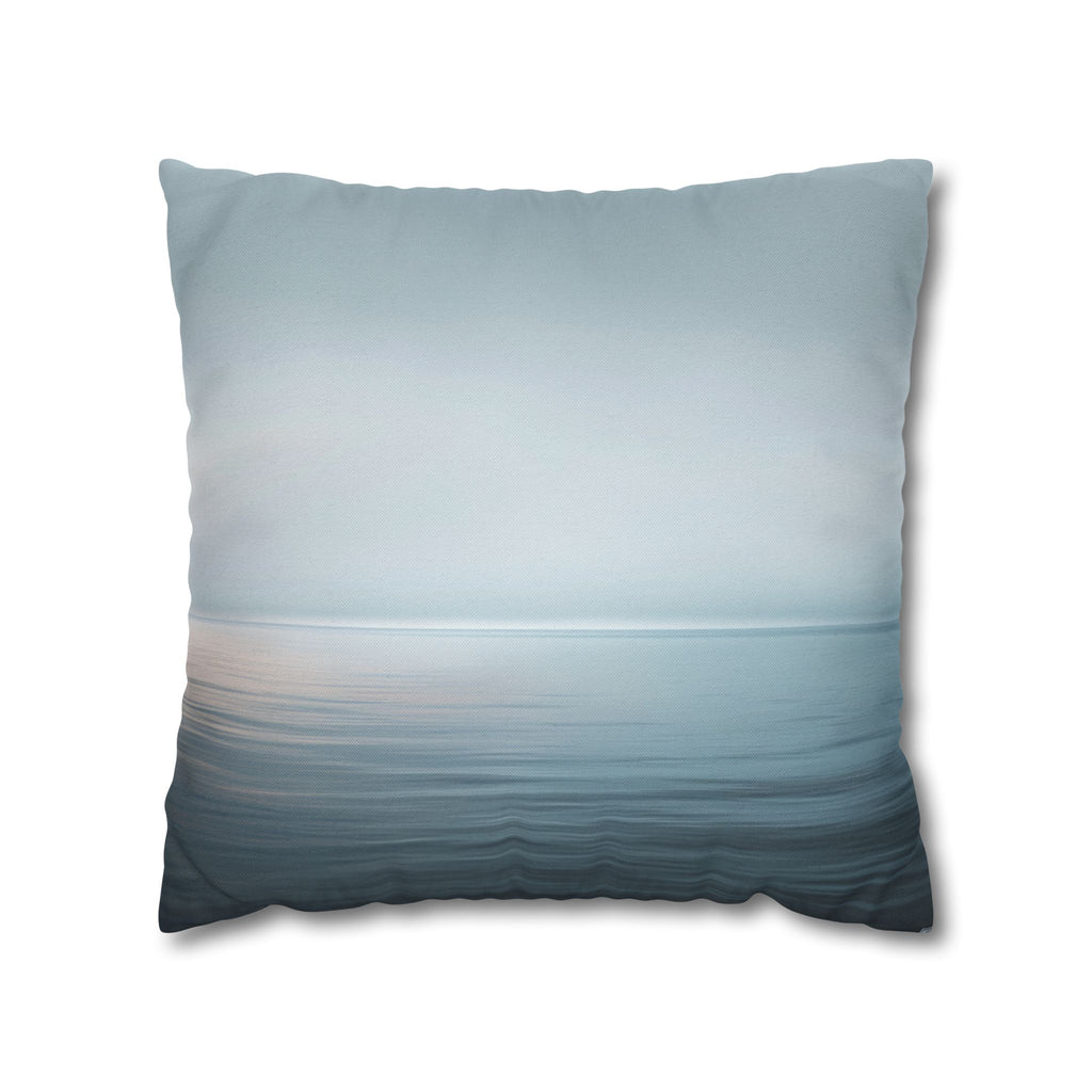 Coastal Mist Square Pillowcase — Soft Blue Ocean Gradient Throw Pillow Cover