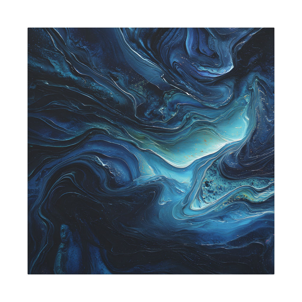 Blue Ocean Abstract Matte Canvas (Stretched)