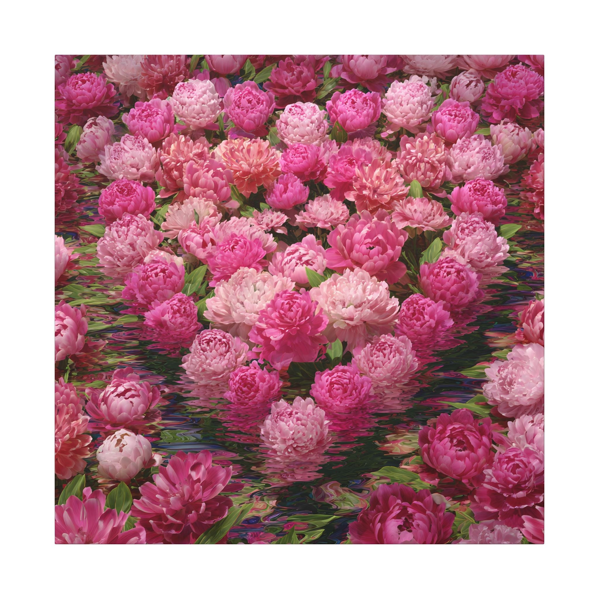 Pink Peony Heart Matte Canvas Wall Art