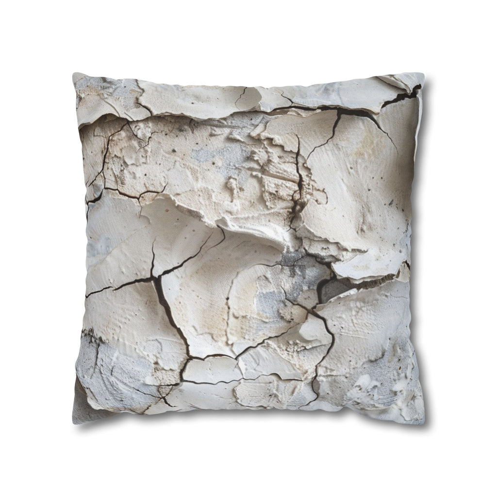 Clay Crack Texture Throw Pillow Cover — Neutral Rustic Decorative Pillowcase