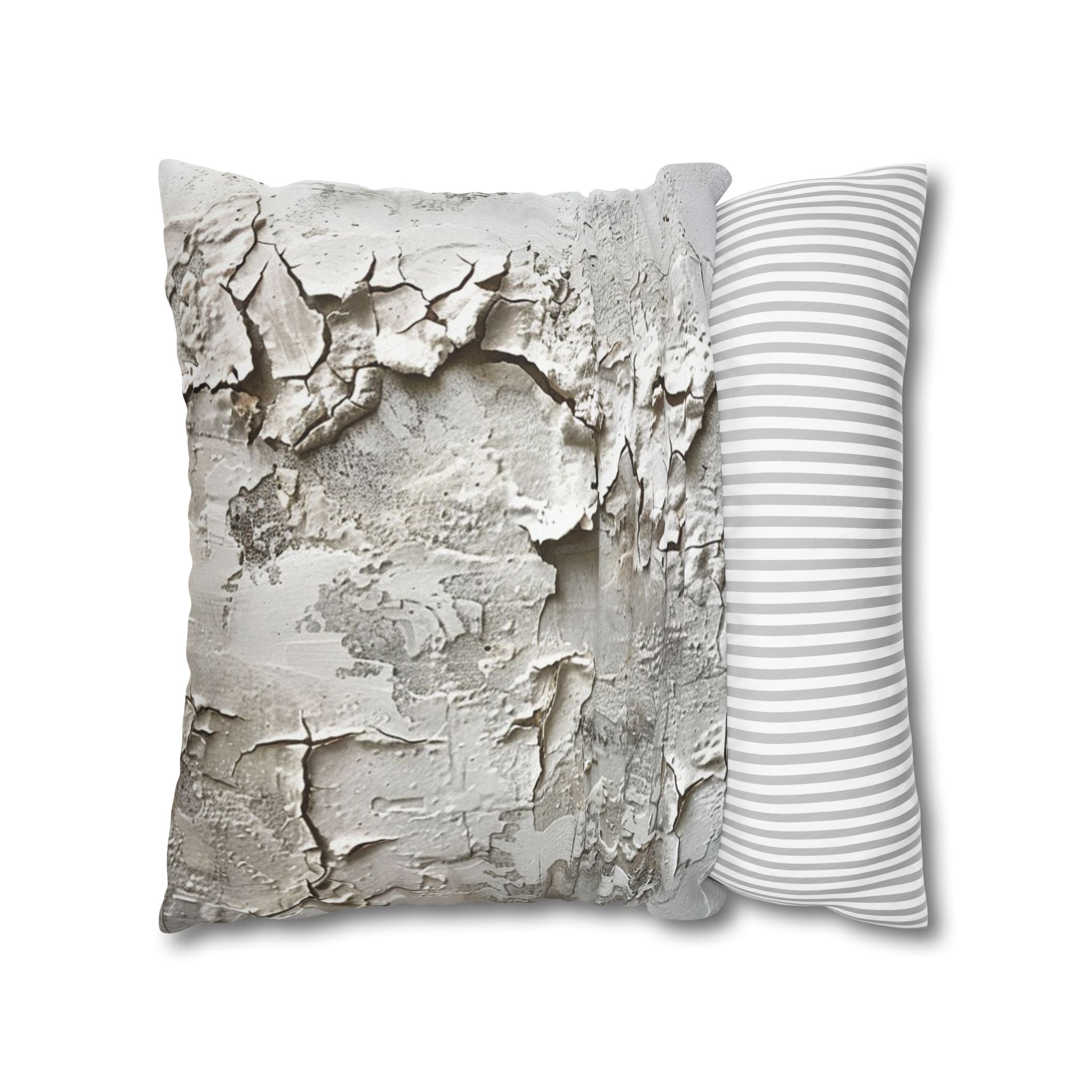 Cracked Plaster Decorative Pillowcase — Rustic Textured Square Cushion Cover