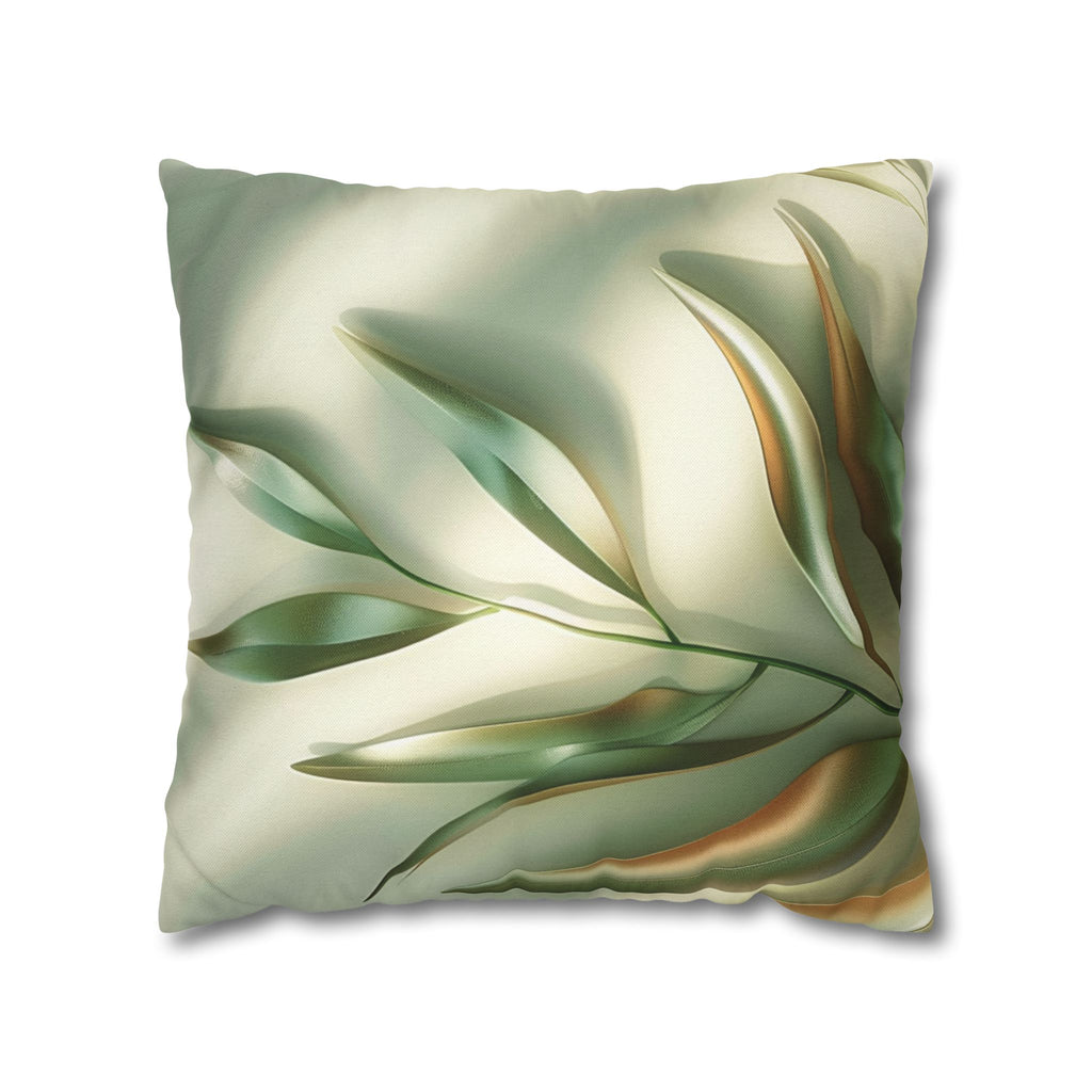 Abstract Botanical Throw Pillow Cover — Soft Green Floral Square Pillowcase