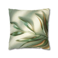 Abstract Botanical Throw Pillow Cover — Soft Green Floral Square Pillowcase