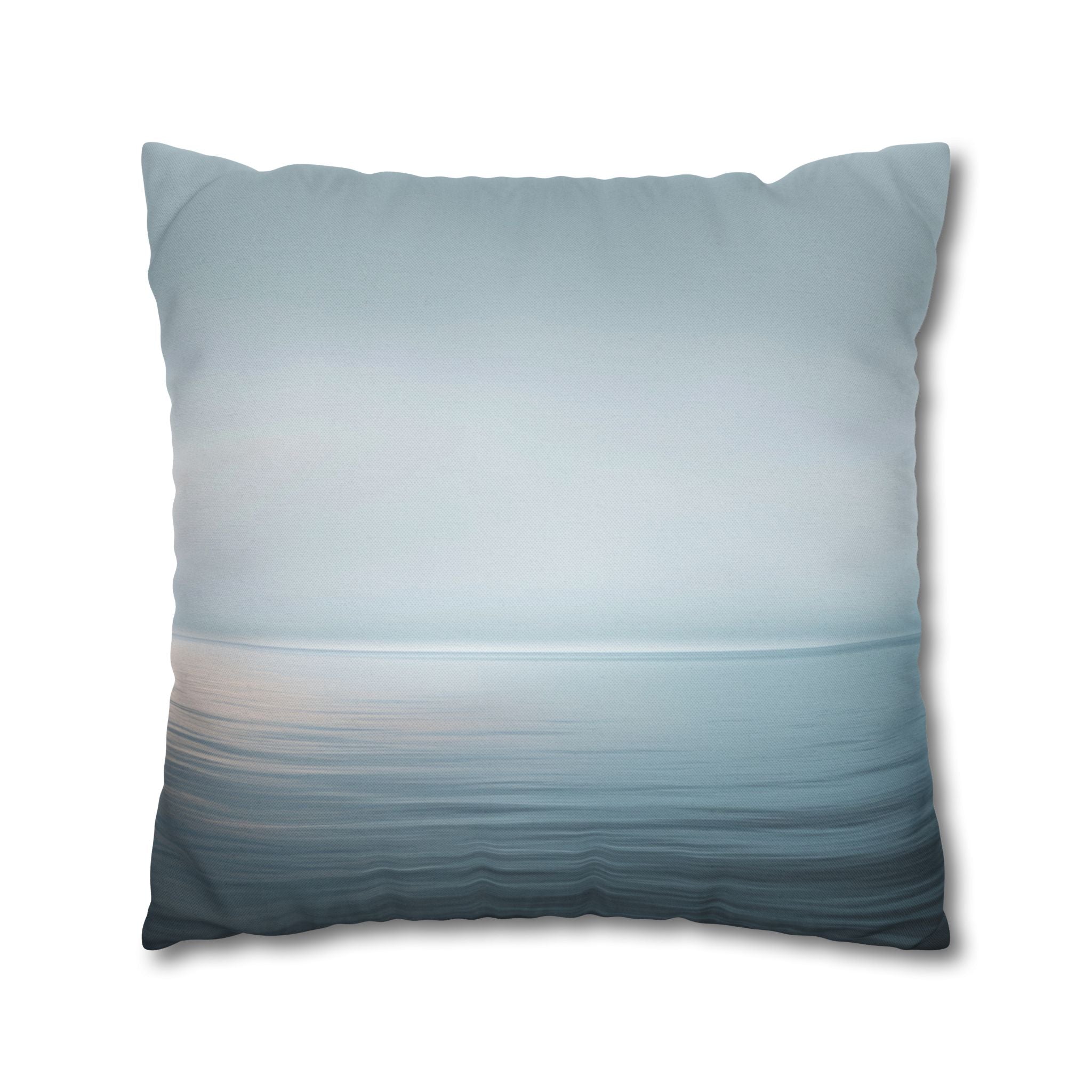 Coastal Mist Square Pillowcase — Soft Blue Ocean Gradient Throw Pillow Cover
