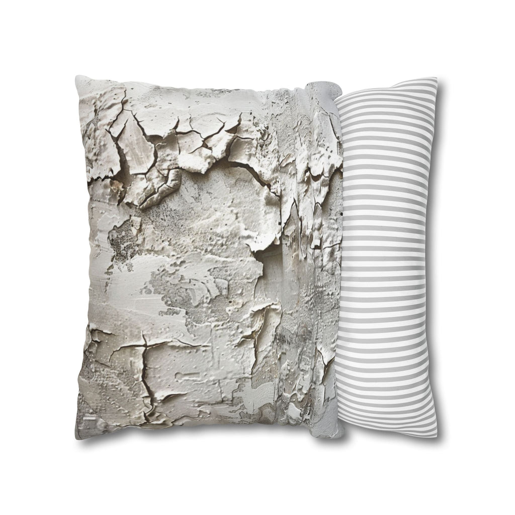 Cracked Plaster Decorative Pillowcase — Rustic Textured Square Cushion Cover