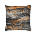 Abstract Rust Stone Square Pillowcase – Earthy Orange & Slate Decorative Pillow Cover