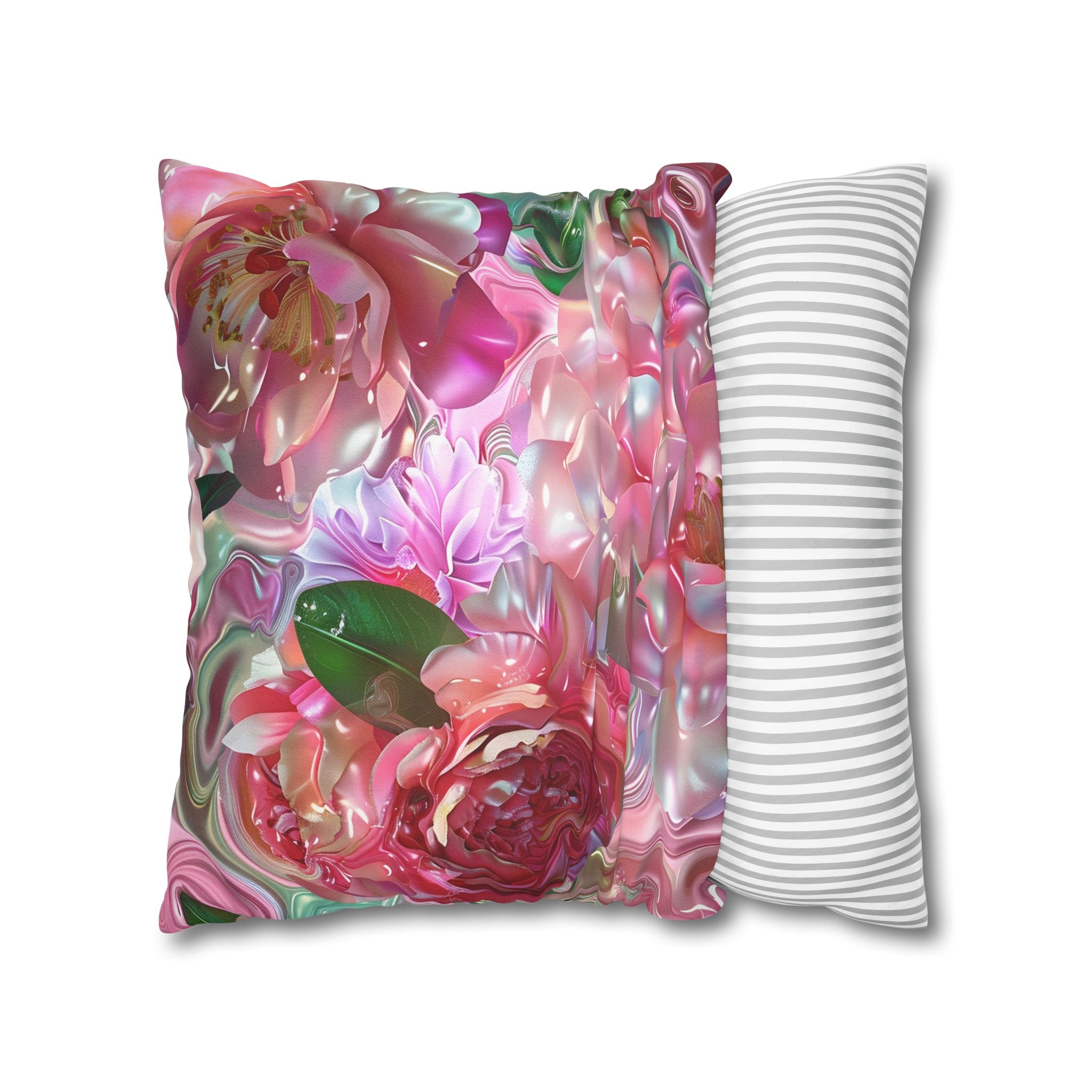Floral Pink Camellia Decorative Pillowcase