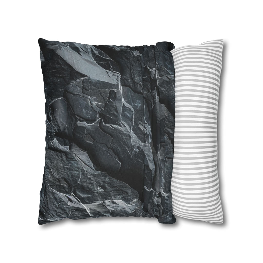 Dark Crumpled Paper Texture Pillowcase — Moody Black Decorative Throw Pillow Cover