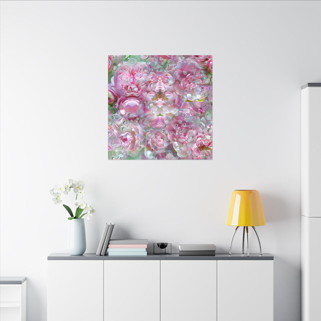 Canvas Wall Art — Pink Peony Bubbles Matte Stretched Canvas