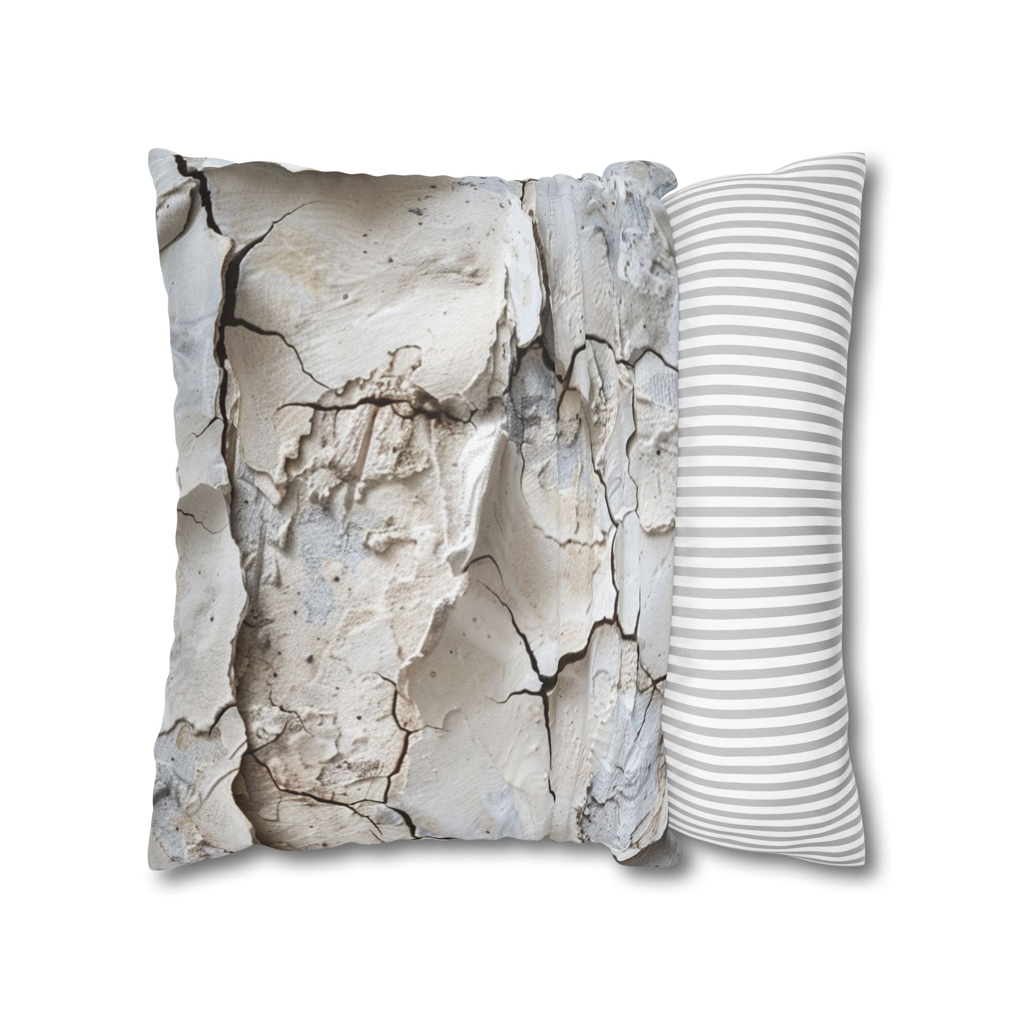 Clay Crack Texture Throw Pillow Cover — Neutral Rustic Decorative Pillowcase
