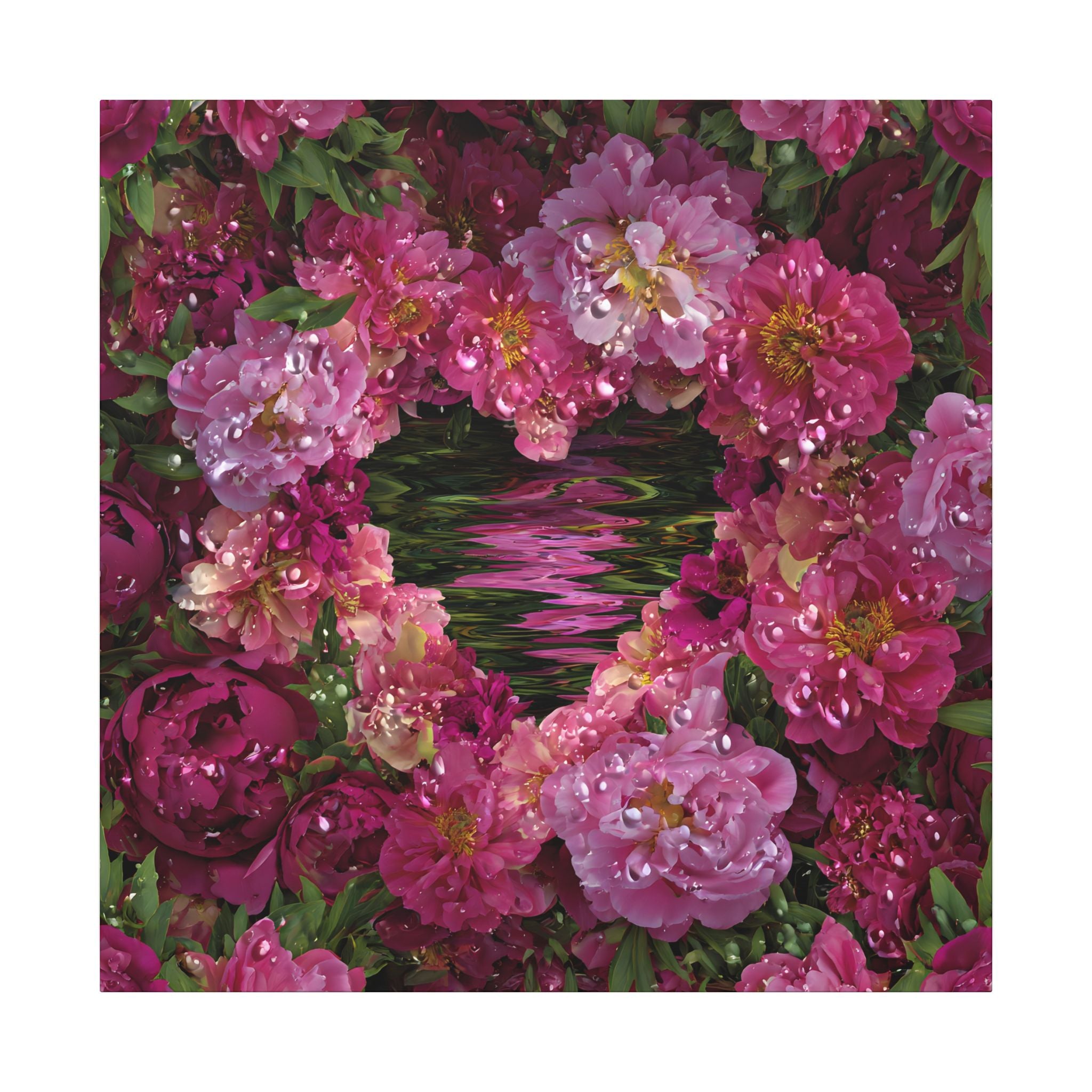 Pink Peony Floral Canvas Wall Art — Romantic Garden Stretched Matte Print