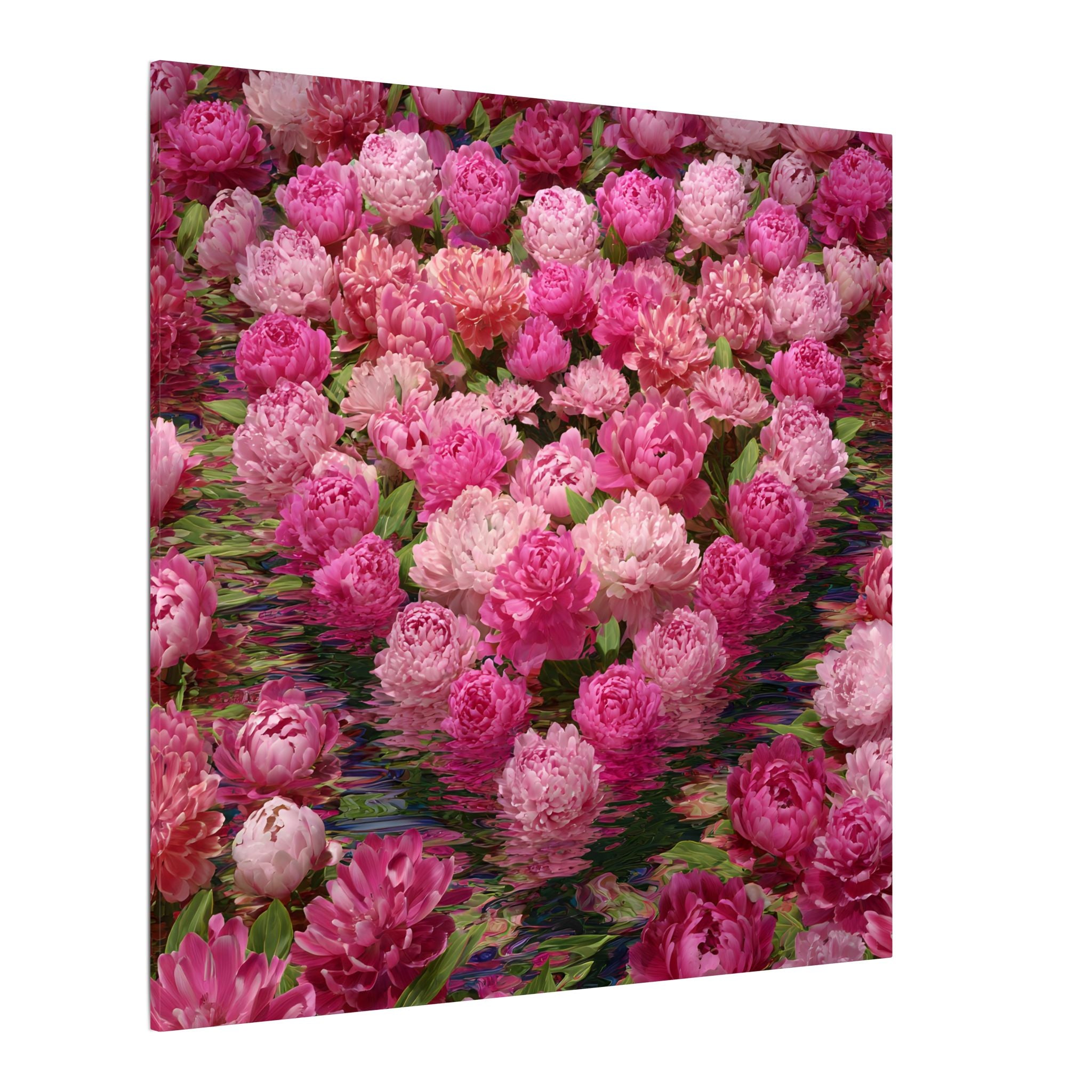 Pink Peony Heart Matte Canvas Wall Art