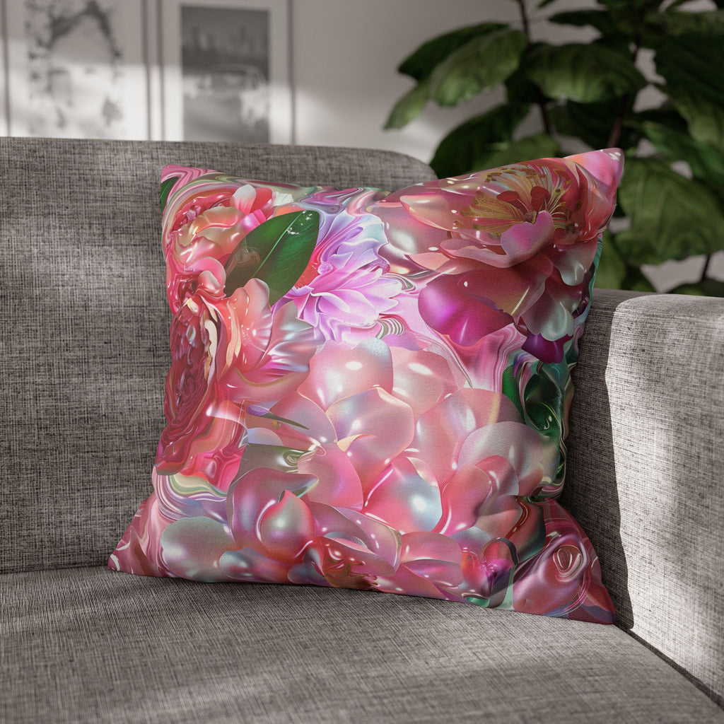 Floral Pink Camellia Decorative Pillowcase