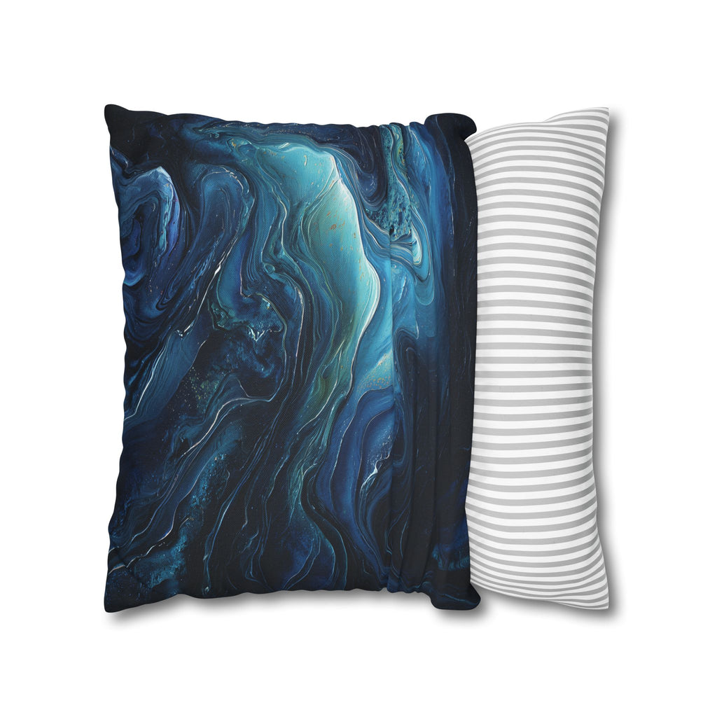 Ocean Swirl Decorative Pillowcase — Blue Abstract Marble Accent