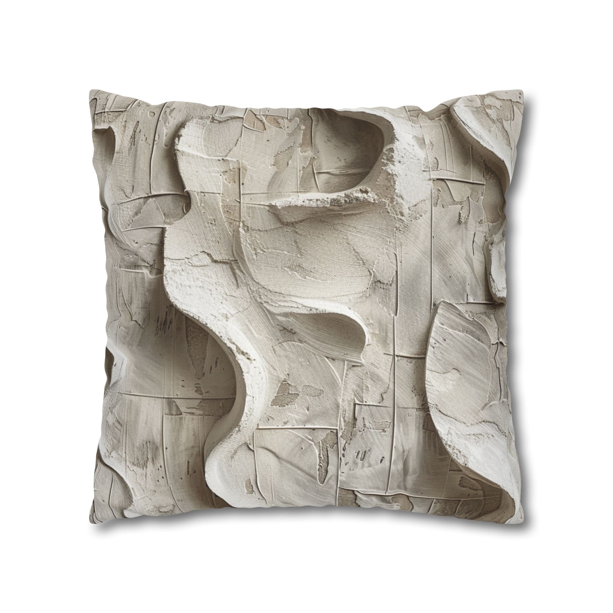 Abstract Texture Pillowcase — Neutral Sculpted Clay Design