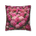 Pink Peony Floral Pillowcase — Decorative Square Throw Pillow Cover