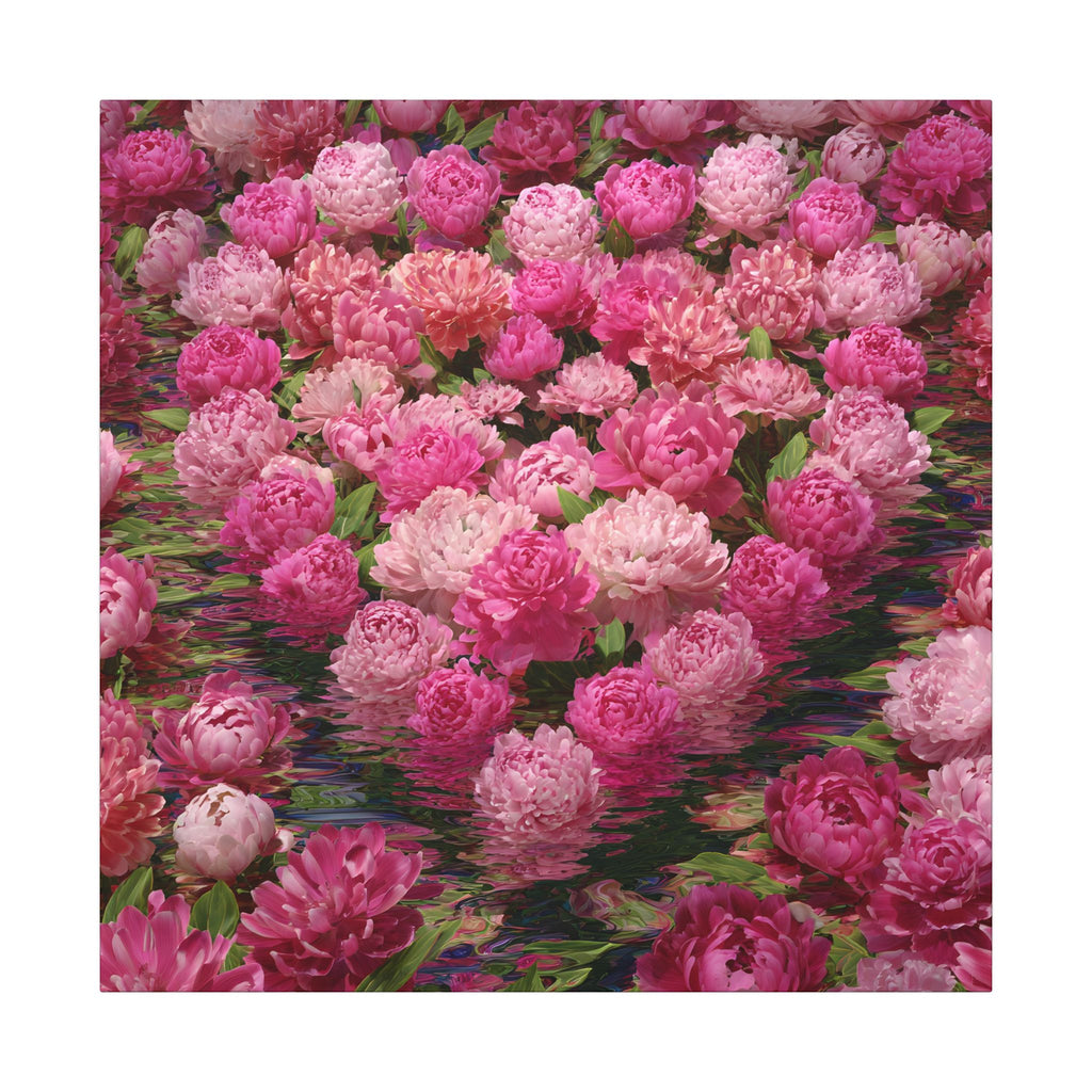 Pink Peony Heart Matte Canvas Wall Art