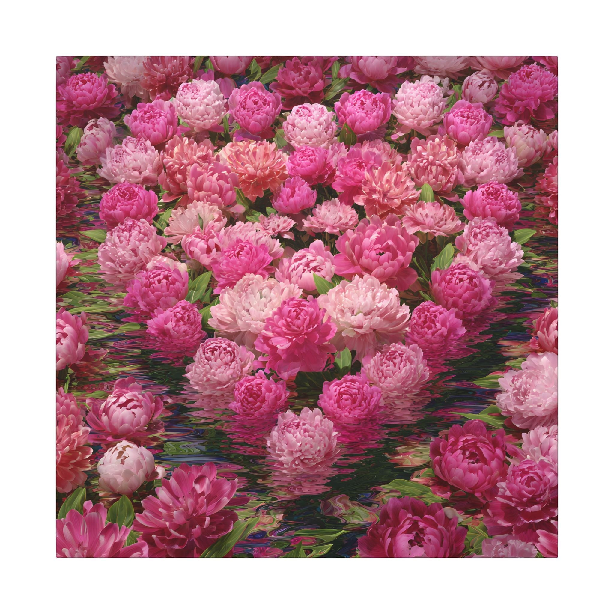 Pink Peony Heart Matte Canvas Wall Art