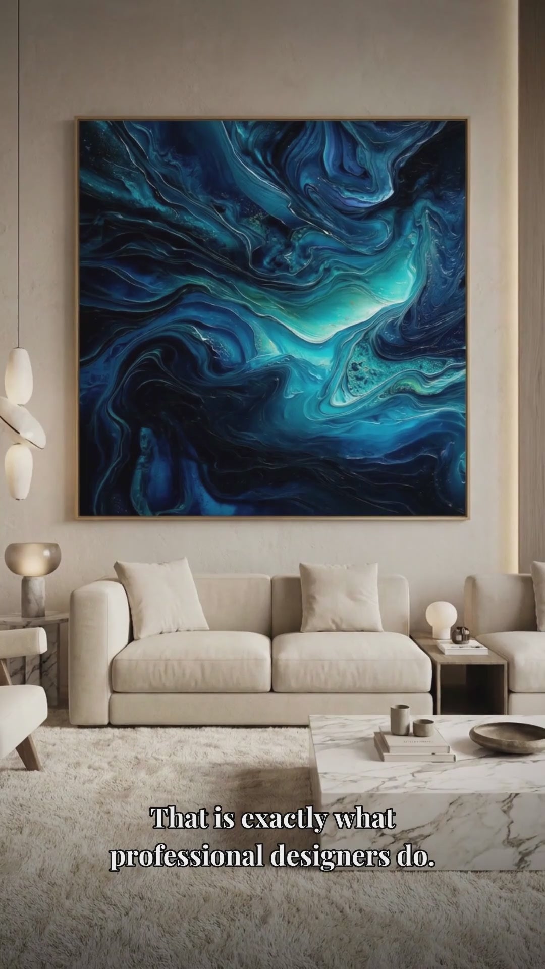 Blue Ocean Abstract Matte Canvas (Stretched)
